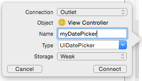 IBOutlet for iOS DatePicker Control