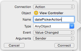 iOS DatePicker Control IBAction added