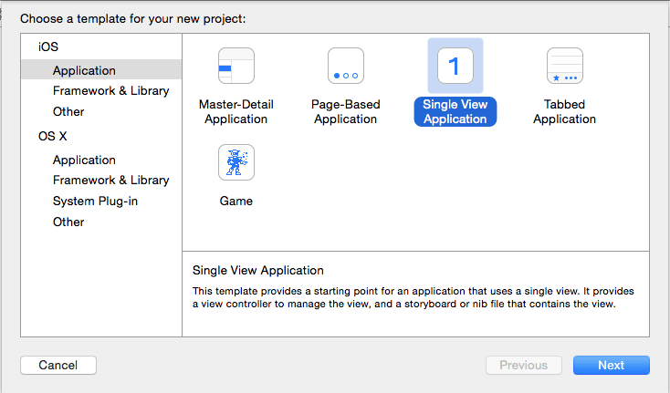 xcode6 single view application