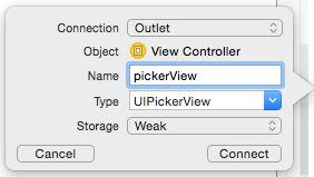 Adding IBOutlet for UIPickerView Example