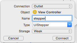 Creating IBOutlet for UIStepper