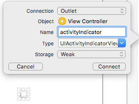 create activity indicator outlet
