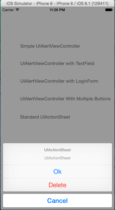 UIAlertController With UIActionSheet