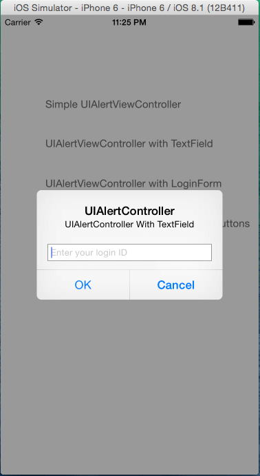 UIAlertController Withe TextFields