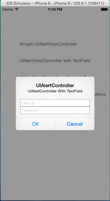 UIAlertControllet with Login Form