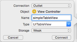 UITableView Outlet