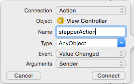 Creating IBAction for UIStepper