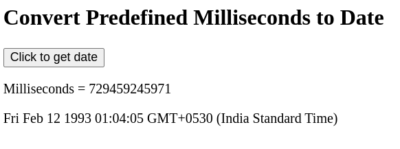 Output to convert milliseconds into date